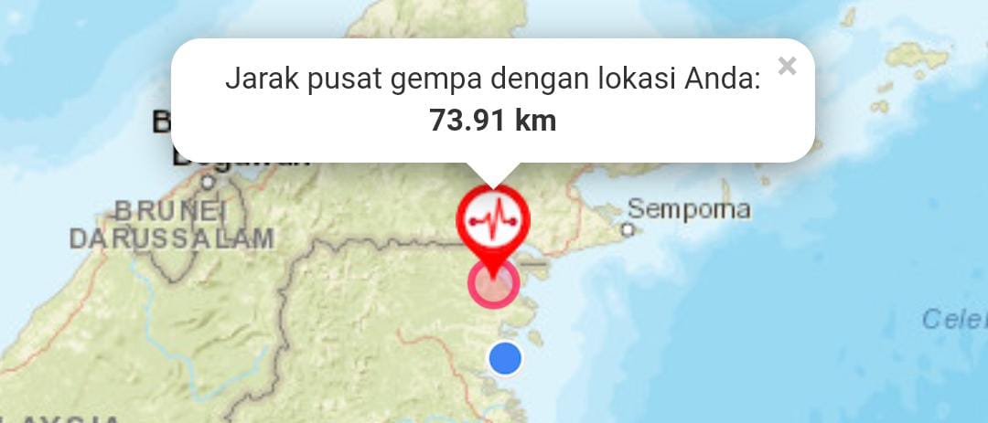 Gempa Dirasakan di Tiga Kabupaten di Kaltara