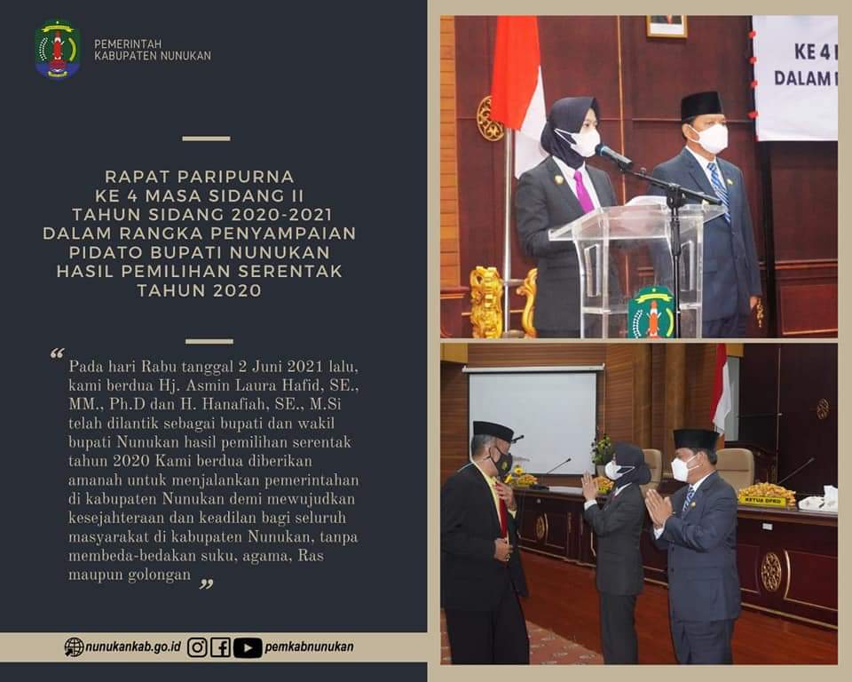 Bupati dan Wabup Nunukan Sampaikan Pidato Perdana di Rapat Paripurna DPRD