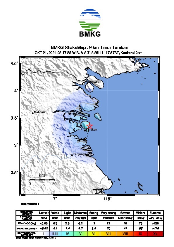 Gempa 3,7 Magnitudo Kembali Guncang Tarakan