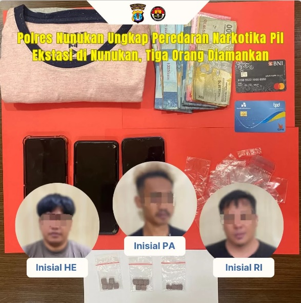 Polres Nunukan Ungkap Peredaran Narkotika Pil Ekstasi di Nunukan, Tiga Orang Diamankan
