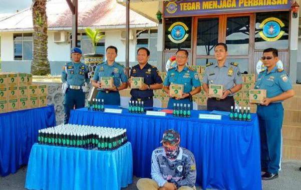 Ribuan Botol Minyak Kemiri Asal Surabaya Disita Tim SFQR TNI AL di Nunukan