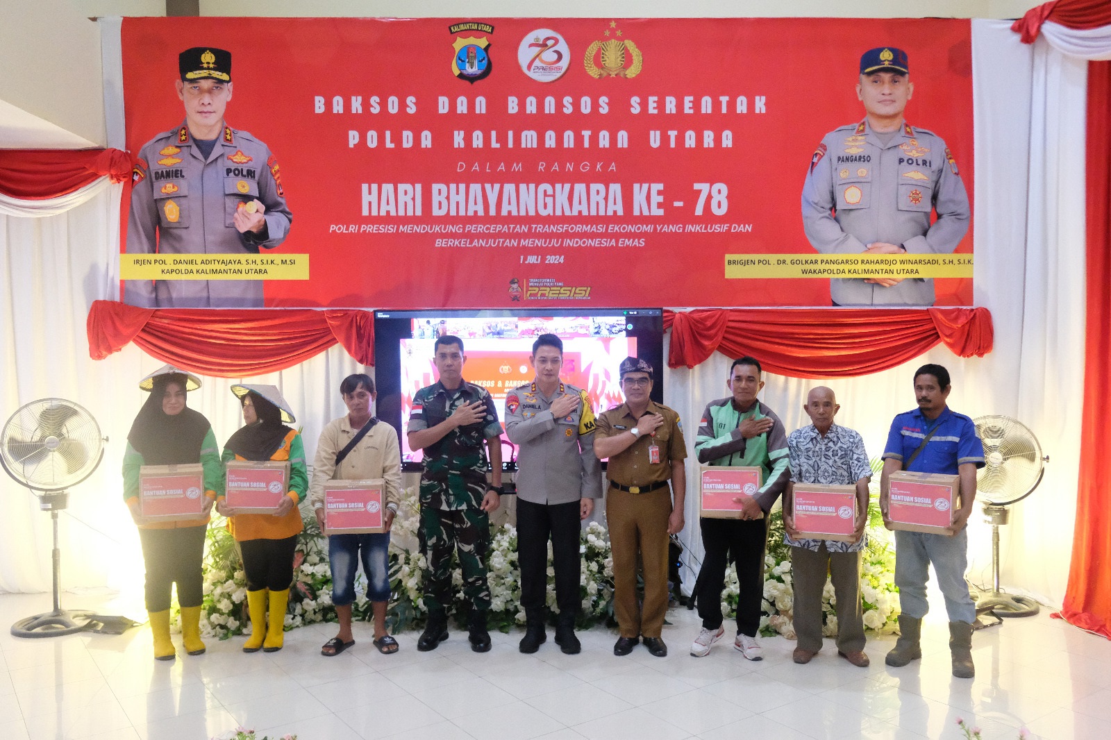 Polda Kaltara Bagikan 8.000 Paket Bansos ke Masyarakat Dalam Menyambut HUT Bhayangkara ke 78