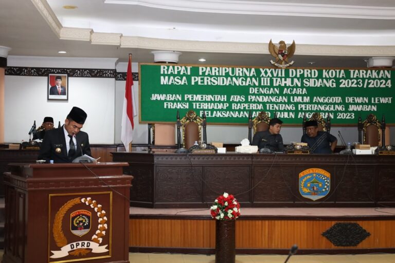 Pemkot Tarakan Berikan Jawaban atas Pandangan Umum DPRD Terhadap Raperda Pertanggungjawaban APBD 2023