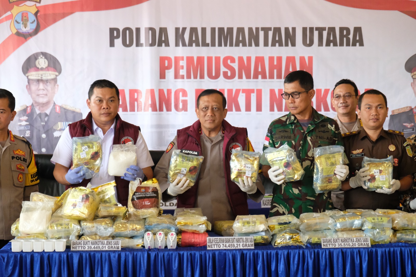 Langkah Nyata Polda Kaltara : Pemusnahan Barang Bukti Narkotika Sebanyak 74 Kg Yang Selamatkan Ratusan Ribu Jiwa